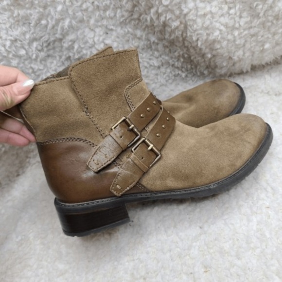 Clark's 'Swansea Grove' Moto Boot khaki suede sz‎ 8.5 - Picture 2 of 7